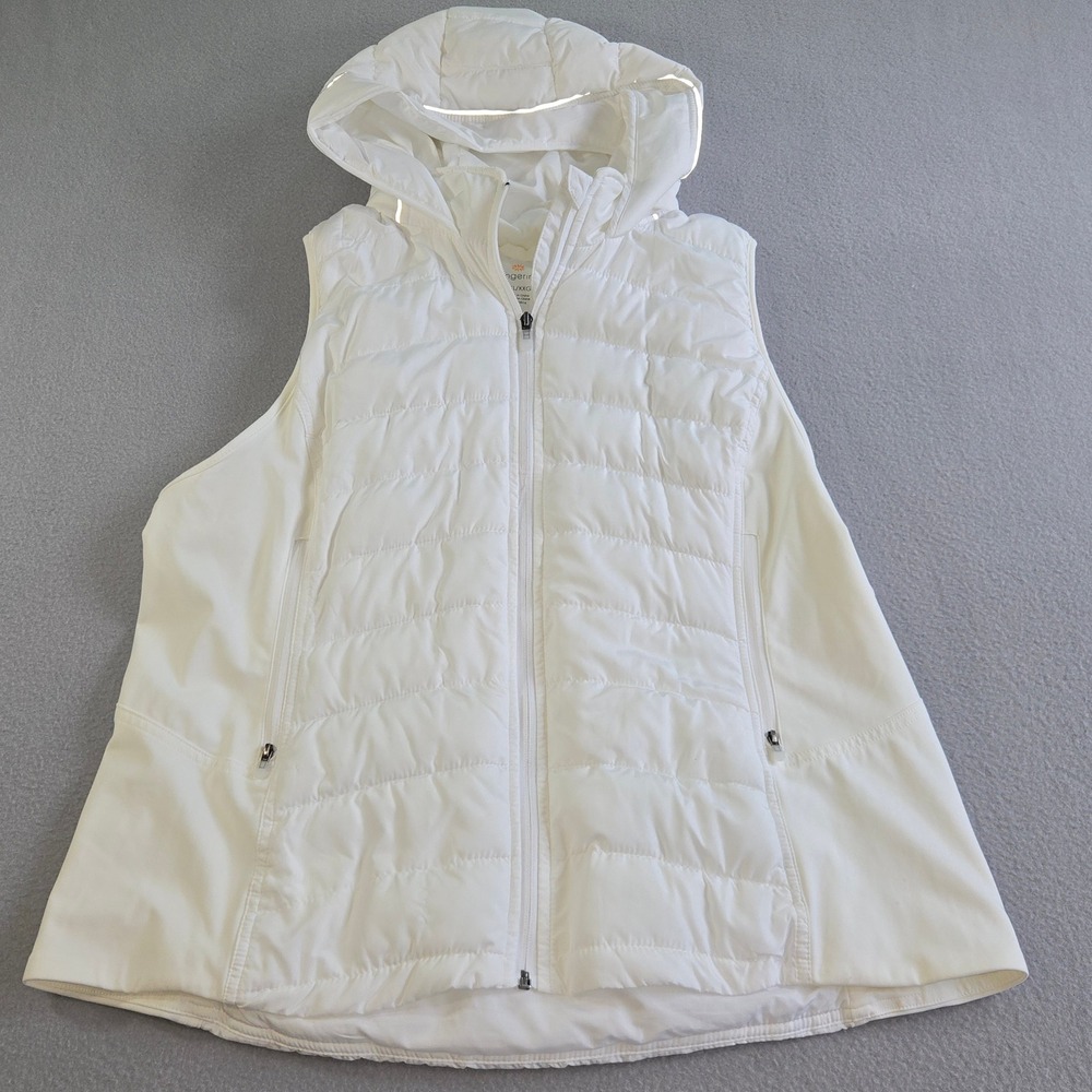 Tangerine Puffer Vest Women XXL White Hooded Quilted Full Zip F10613SC607/2